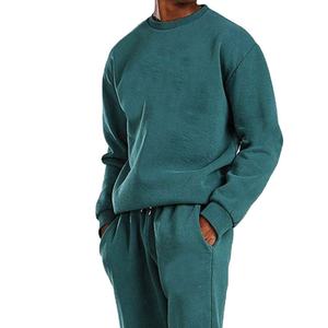 Premium Men's Solid Teal Color Tracksuit Crew Neck Full Sleeve Casual Sweatshirt With Side Pockets 100% Cotton Tracksuit For Men - Product Image 1