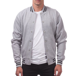 Chaqueta Varsity Gris para Hombre, Algodón y Poliéster, Forro Polar, Cierre de Botones, Cuello Camisero, Corte Regular, para Otoño - Product Image 3