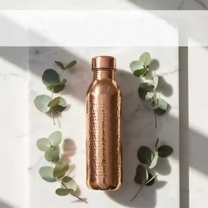 Hammered copper tumbler Ayurveda water bottle Modern copper <b>drinkware</b> 900 ml portable bottle - Product Image 5