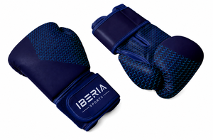 Gants de boxe IBERIA Premium noir et bleu, motif tissé, gants d'entraînement, logo personnalisé, OEM ODM, équipement de boxe en gros - Product Image 4