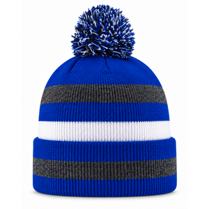 Gorro de Punto Personalizado con Pompón Bordado, Gorra Deportiva con Puño, Logotipo Personalizado, Gorro a Rayas al por Mayor - Product Image 2