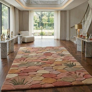 Modern Hand Tufted Pebble <b>Stone</b> Rug Botanical River Rock Carpet Plush Soft Nature Inspired Wool Area Rug Home Floor Decoration - Product Image 4