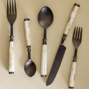 Juego de Cubiertos de Acero Inoxidable Pulido con Mangos de Nácar, Vajilla Decorativa para Mesa, Juego de Cubiertos con Nácar, Apto para Lavavajillas - Product Image 5