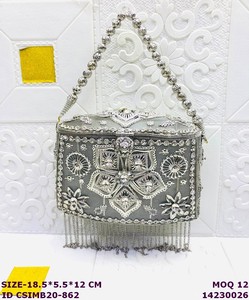 Craftstages International Handmade Satin <b>Clutch</b> Purse for Women | Designer Evening Party <b>Wedding</b> <b>Clutch</b> Flap Closure Pearl Ring - Product Image 5