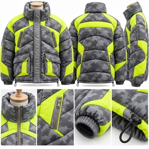 Chaqueta Acolchada de Camuflaje Digital para Hombre, Chaqueta de Invierno Acolchada, Verde Neón, Gris, Negro, con Bolsillos Utilitarios Aislados, Chaqueta para Exteriores - Product Image 5