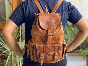 Sacs à dos en cuir véritable faits à la main, style vintage, nouveau design, multi-usages, sacs à dos à poches, vente en gros, produit en vrac - Product Image 3