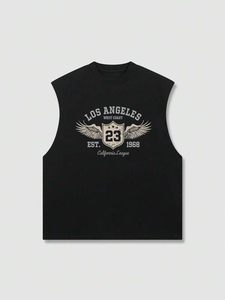 Chaleco Estampado y Liso de Mezcla de Algodón para Hombre | |   Camiseta sin mangas estampada para hombre, corte regular - Product Image 3