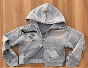 เสื้อฮู้ดดี้แบบยูนิเซ็กซ์ ดีไซน์สตรีทแวร์ ยี่ห้อ OEM รุ่นขายดีที่สุด ผ้าคอตตอน 100% ล้างสีแบบแอซิดวอช แต่งดีเทลขาดๆ  ลายจุดทอที่ด้านหน้า เหมาะสำหรับฤดูหนาว - Product Image 1