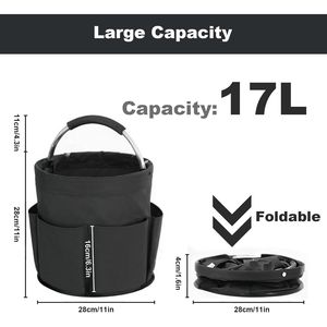 Cesto portaoggetti pieghevole da 17 litri, organizer portatile multiuso per la pulizia con maniglia, per organizzare i prodotti per la pulizia - Product Image 4