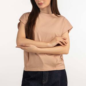 T-shirt pour femmes grande taille de haute qualité, été, 100% coton, respirant, décontracté, minimaliste, marron, manches courtes, streetwear - Product Image 1