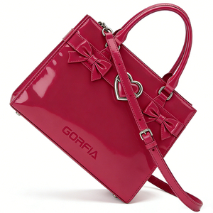 Elegante Bolso de Mano de Cuero Patentado para Mujer, Diseño de Marca, Impermeable, con Correa Cruzada Desmontable y Decoración de Corazón - Product Image 3