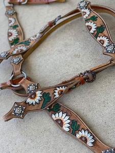 Brida de cabeza occidental de cuero genuino, producto Ecuestre para montar a caballo, logotipo personalizado, costuras elegantes disponibles, precio a granel - Product Image 3