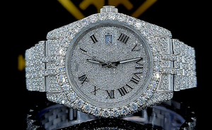 Montre de luxe en moissanite avec cadran carré, chiffres romains, mouvement à quartz analogique, lunette en cristal de 20 mm, boîtier en acier inoxydable, bracelet en cuir unisexe - Product Image 5