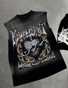 T-shirt sans manches surdimensionné personnalisé pour homme, streetwear graphique, tee-shirt musculaire, fournisseur en gros OEM, fabricant en vrac - Product Image 2