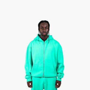 Conjunto Deportivo Verde Aqua para Hombre, Sudadera con Capucha y Pantalones Jogger, Ropa Deportiva al por Mayor, Sudadera Verde Lisa con Capucha y Cremallera, Personalizable con Logotipo - Product Image 2