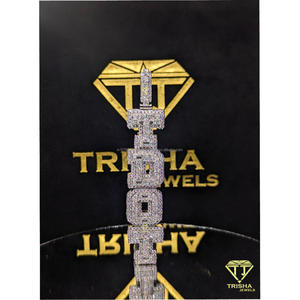 Pendentif vertical de luxe « TDOT » avec diamant de laboratoire VVS, en argent sterling 925, style hip-hop glacé, par Trisha Jewels - Product Image 6