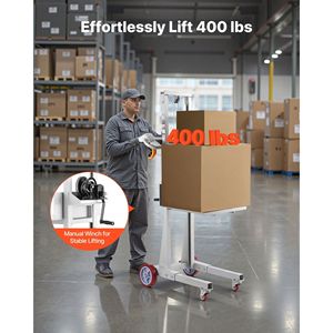Chariot élévateur manuel multifonctionnel avec treuil, capacité 400 lb, hauteur de levage maximale 51,1 pouces, pour palettes et matériaux - Product Image 2
