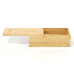 กล่องไม้ไผ่ทรงสี่เหลี่ยมพร้อมฝาเลื่อน ภาชนะเก็บของใช้ในบ้าน - Product Image 2
