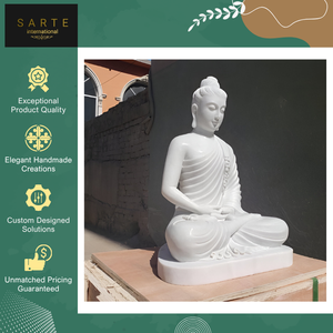 Proveedor Indio Vende Estatua de Buda de Mármol Blanco Tallada a Mano de Alta Calidad para Sala de Estar con Color y Tamaño Personalizables - Product Image 3