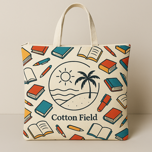 Bolsa de lona personalizada con nombre impreso, diseño de libros, bolsa de viaje con patrón de letras, cierre de cremallera, bolsas de algodón al por mayor - Product Image 4