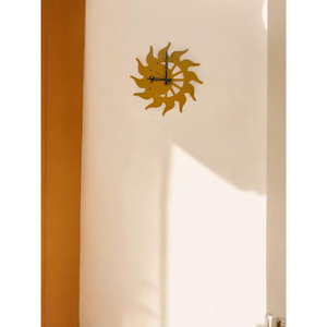 Sunburst Wooden <b>Wall</b> <b>Clock</b> - Laser Cut Sun Flames Design <b>Silent</b> Analog Timepiece For Living Room Office <b>Wall</b> Decor Custom MDF - Product Image 1
