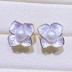 Zhuji High-End French Collection Freshwater <b>Pearl</b> <b>White</b> Drop Glazed Frosted Flower Stud <b>Earrings</b> for Women - Product Image 3