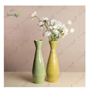 Jarrón de Mesa Art Deco de Bambú Enrollado Hecho a Mano y Personalizable - Material Natural Ecológico, Decoración Duradera, Modelo de Diámetro Personalizado - Product Image 1