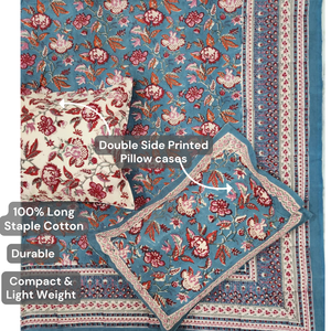 Luxury Jaipur Block Print Pure Cotton 200TC 3-Piece <b>King</b> <b>Size</b> Bedsheet Set Soft Skin Friendly Durable Machine Wholesale Hotel - Product Image 3