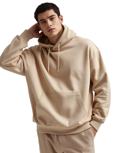 Sudadera con Capucha Oversize Beige Estilo Vintage para Hombre, con Hombros Caídos, Ajuste Holgado y Relajado - Product Image 4