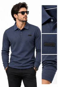 Mens Short <b>Sleeve</b> Solid <b>Navy</b> Button <b>Shirt</b> Polyester Premium Front Logo Digital Printing Knitted Fabric Breathable Casual Style - Product Image 2