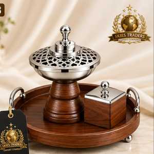 Brûleur à Bakhoor de Luxe en Résine Marbre Beige, Mabkhara Arabe en Forme de Palmier, Porte-Encens Oud au Charbon, Brûleur d'Encens du Moyen-Orient - Product Image 2