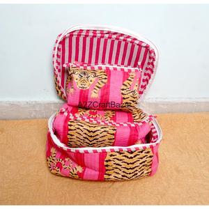 Juego de 3 Bolsas Organizadoras de Maquillaje y Cosméticos con Cierre, Rayas de Algodón 100% Puro, Asa Suave y Ecológicas, Venta al por Mayor - Product Image 4