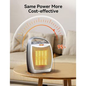 Stufa Elettrica Portatile per Ufficio 1500W/750W con Termostato, Ventilatore Ceramico Silenzioso e Sicuro, Riscaldamento fino a 200 Piedi Quadrati - Product Image 2