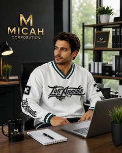 MICAH CORPORATION Nouveau Sweat-shirt en molleton de coton de haute qualité, motif dessin animé, col en V, coupe ample, 300g, personnalisable avec logo, tricoté - Product Image 3