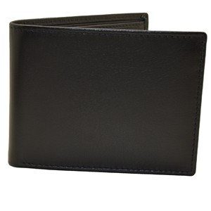 <b>Men's</b> Genuine Leather Bifold <b>Wallet</b> Slim Minimalist <b>Black</b> Fold Closure Daily Use Quality Short Open Coin Pocket RFID-Blocking ID - Product Image 1