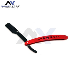 Rasoir de barbier professionnel à lame droite en acier inoxydable avec verrouillage à bascule, lame unique, noir et rouge, outil de rasage du visage pour salon de coiffure - Product Image 3