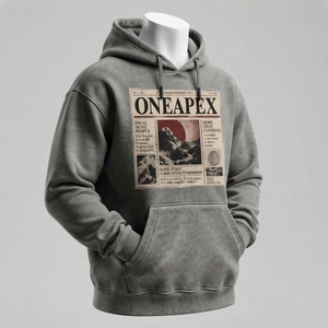 Sudadera con Capucha Gris Personalizada con Estampado Gráfico para Hombre, Ropa Casual Urbana, Sudadera con Capucha con Estampado de Periódico, Ropa al por Mayor OEM ODM - Product Image 6