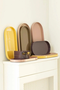Nueva colección de bandejas decorativas ovaladas de laca en varios colores, OEM, ODM, con dimensiones y precio al por mayor. - Product Image 5