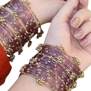 Bracelets en verre décoratifs faits à la main en Inde, fabrication professionnelle, bracelets Kashmiri pour femmes, vente en gros, bracelets en forme de goutte de pluie, bijoux - Product Image 3