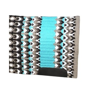 HORZE Western Saddle Pad Turquoise Grey Black White Navajo Pattern Handwoven Wool Contoured Comfortable Durable Horse <b>Blanket</b> - Product Image 2