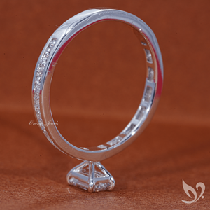 0.5CT Emerald Cut Lab <b>Diamond</b> <b>Ring</b> Channel Set Pave Band IGI Certified 10K White Gold Engagement <b>Ring</b> - Product Image 3