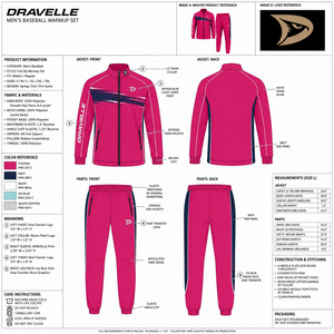 Conjunto de Chándal de Béisbol Color Fucsia, Chaqueta con Cierre Completo, Pantalones Ajustados, Uniforme de Entrenamiento Personalizado para Hombre - Product Image 6