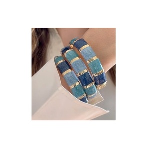 Ensemble de bracelets en résine géométriques, couleurs personnalisées, autres placages, bijoux tendance vintage pour femmes, bracelet pour occasions de fête APEX - Product Image 3