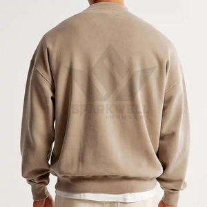 Sweat-shirt à col montant surdimensionné pour homme, marron, 100% coton, molleton français, pull décontracté à manches longues, vêtements d'automne et d'hiver - Product Image 4