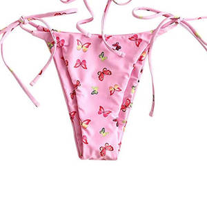 Top de bikini tie-dye para mujer, cuello triangular, cordón ajustable, licra, poliéster, traje de baño - Product Image 5