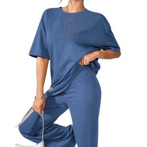 Conjunto Unisex de Dos Piezas, Camiseta Oversize y Pantalones Anchos, Ropa Casual Urbana, Chándal Personalizable con Logotipo, Venta al Por Mayor, Chándales de Verano - Product Image 3