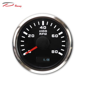 52mm 2 1/16 \ "plaque frontale noire lentille convexe claire 0-8000 RPM compteur horaire 12 24V LED tachymètre électrique nouveau pour compteur automatique pour voiture - Product Image 1