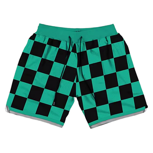 <b>Men's</b> Green Black Flame Print Board <b>Shorts</b> Mid Waist Drawstring Quick Dry Casual 100% Polyester - Product Image 1
