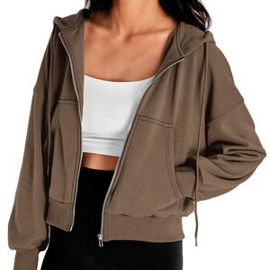 Cómoda mujer invierno grueso térmico ligero polar sin forro recortado correr Sudadera con capucha diseño Original ecológico - Product Image 2