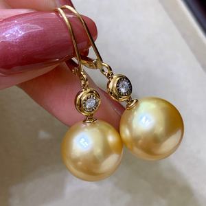 925 Pure Silver New Natural Black <b>Pearl</b> <b>Earrings</b> Pipa Knot Design with Strong Light Smooth Leather 11-12mm Round - Product Image 3